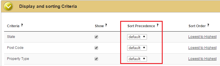 Sort order column